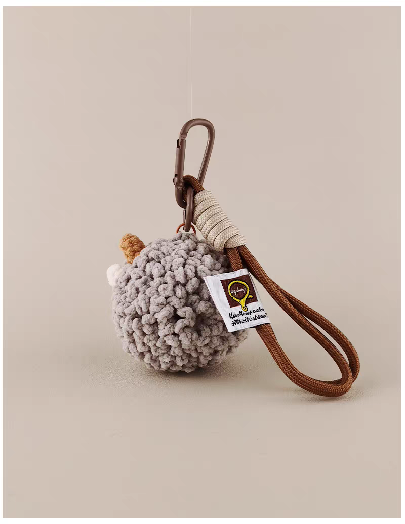 Cute Sheep Head Bag Charm, Premium Backpack & Car Pendant, Ideal Gift,Handmade Crochet Doll, Crochet Keychain