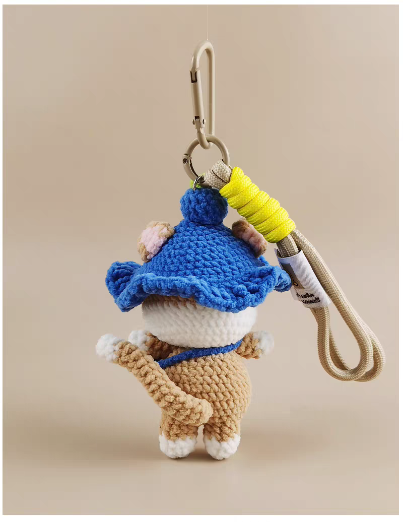 Cute Blueberry Cat Bag Charm, Premium Backpack & Car Pendant, Ideal Gift,Handmade Crochet Doll, Crochet Keychain
