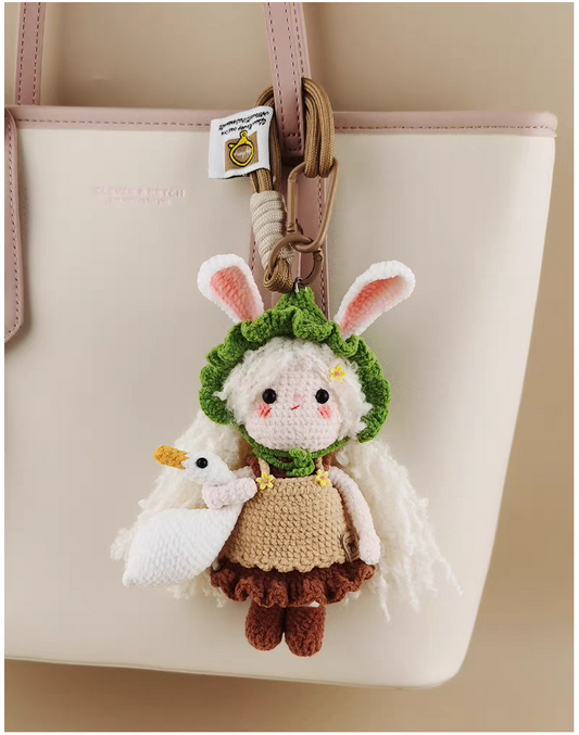 Cute Goose Fairy Bunny Sugar Sugar Bunny Crochet Bag Charm, Premium Backpack & Car Pendant, Ideal Gift,Handmade Crochet Doll, Crochet Keychain