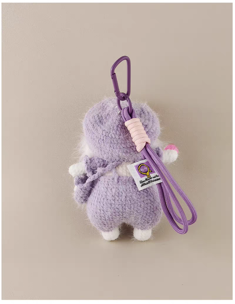 Purple Beret Carrot Sugar Sugar Bunny Bag Charm, Premium Backpack & Car Pendant, Ideal Gift,Handmade Crochet Doll, Crochet Keychain