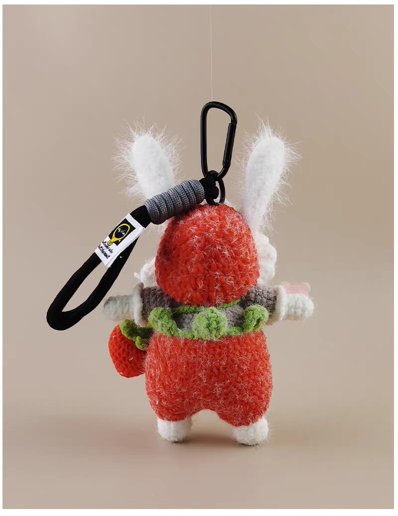Strawberry Bag Sugar Sugar Bunny Bag Charm, Premium Backpack & Car Pendant, Ideal Gift,Handmade Crochet Doll, Crochet Keychain