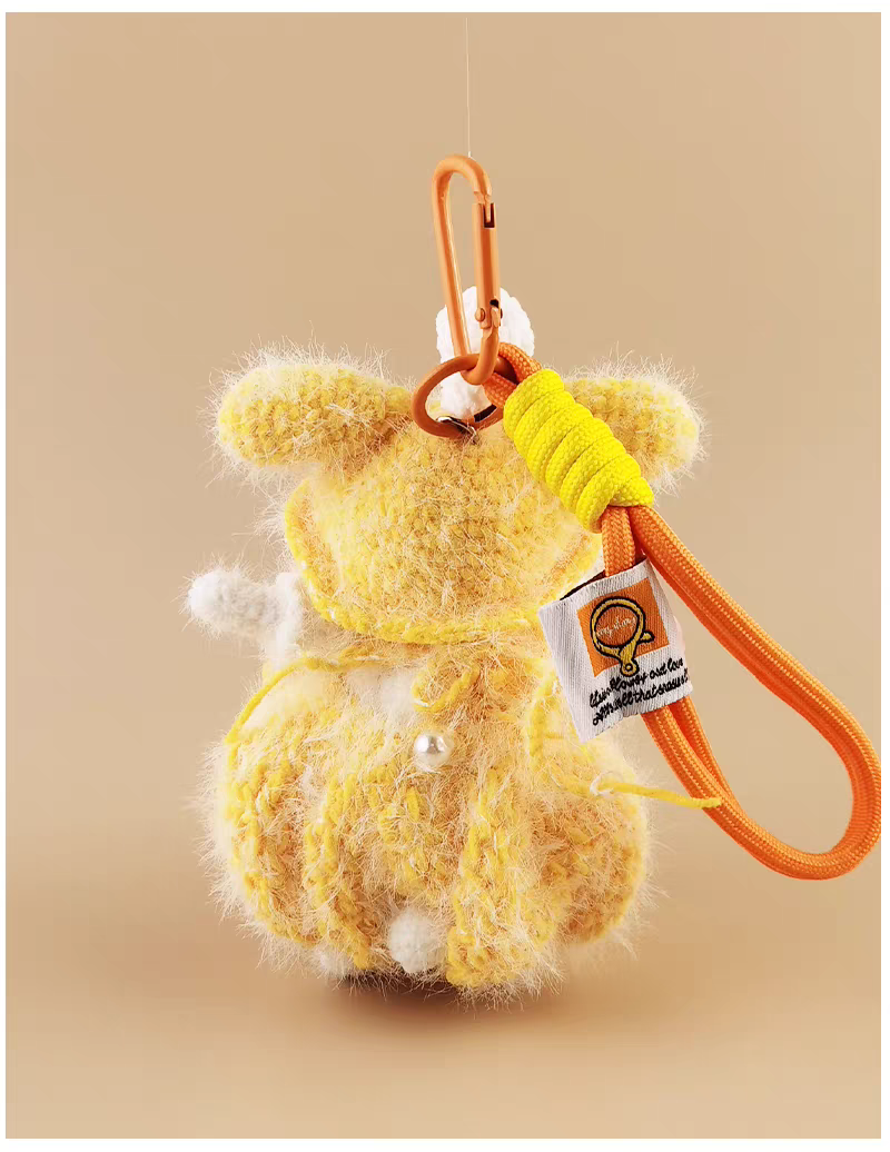 Pudding Dog Sugar Sugar Bunny Bag Charm, Premium Backpack & Car Pendant, Ideal Gift,Handmade Crochet Doll, Crochet Keychain