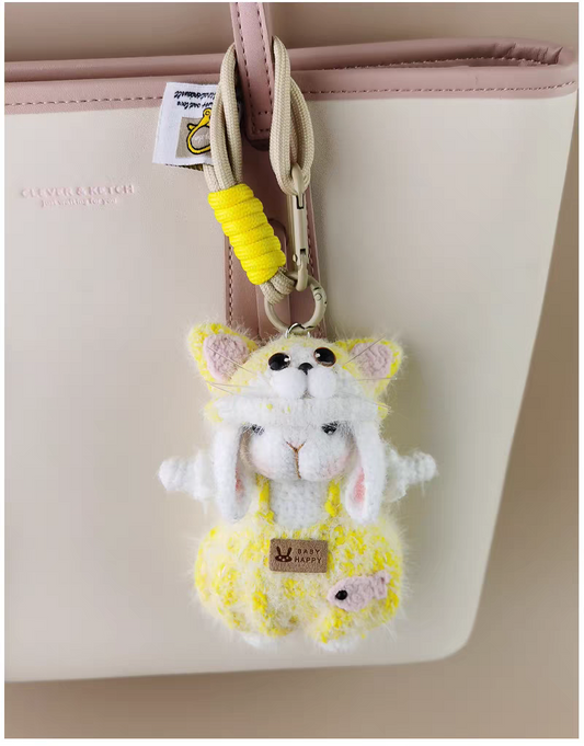 Butter Cat Sugar Sugar Bunny Bag Charm, Premium Backpack & Car Pendant, Ideal Gift,Handmade Crochet Doll, Crochet Keychain