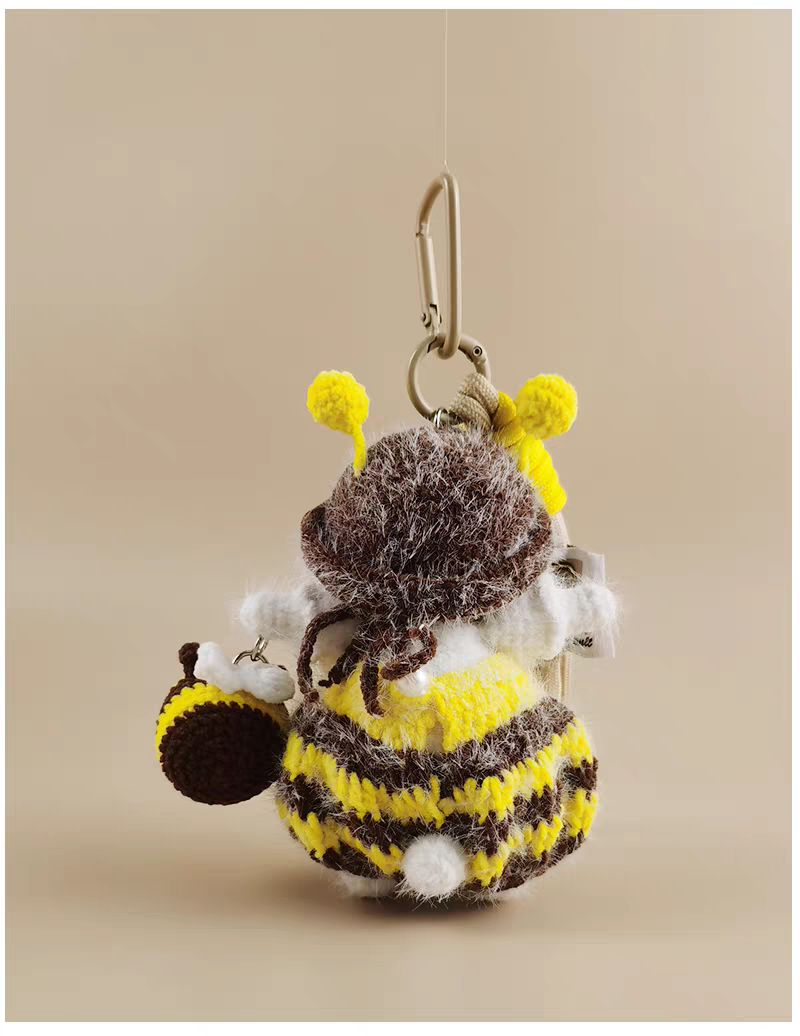 Cute Bee Sugar Sugar Bunny Bag Charm, Premium Backpack & Car Pendant, Ideal Gift,Handmade Crochet Doll, Crochet Keychain