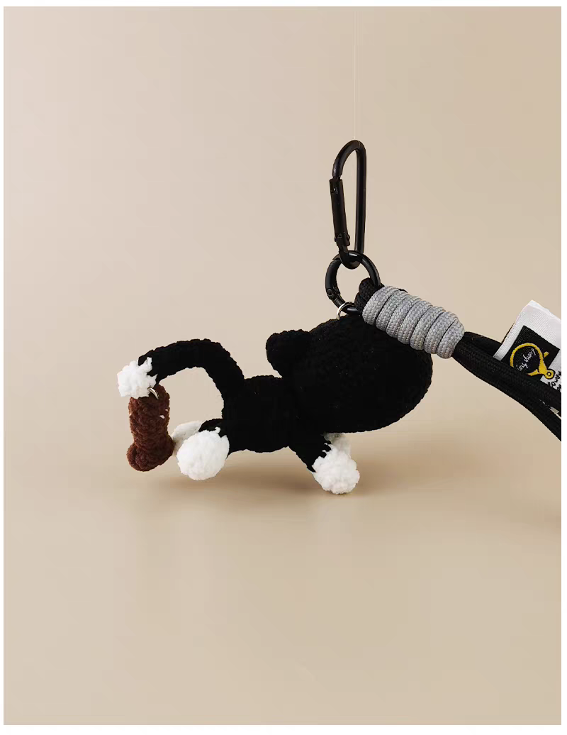 Black Cat Bag Charm, Premium Backpack & Car Pendant, Ideal Gift,Handmade Crochet Doll, Crochet Keychain