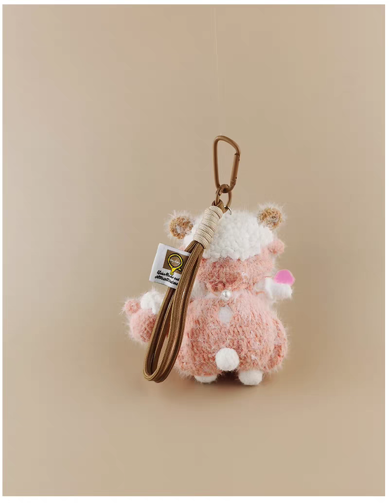 Mini Cute Pink Sheep Sugar Sugar Bunny Handmade Crochet Doll Keychain, Bag Charm & Car Pendant, Sweet Gift