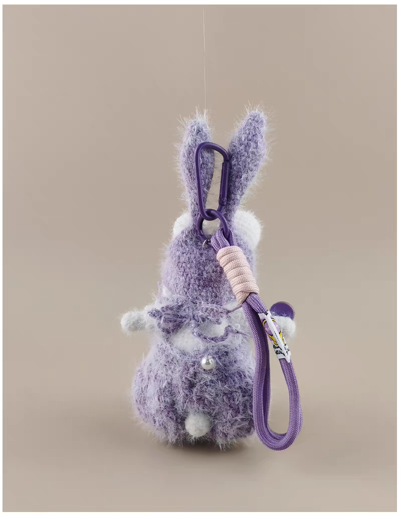 Cute Wide-Eyed Sugar Sugar Bunny Handmade Crochet Keychain, Bag & Backpack Charm Pendant, Lovely Gift