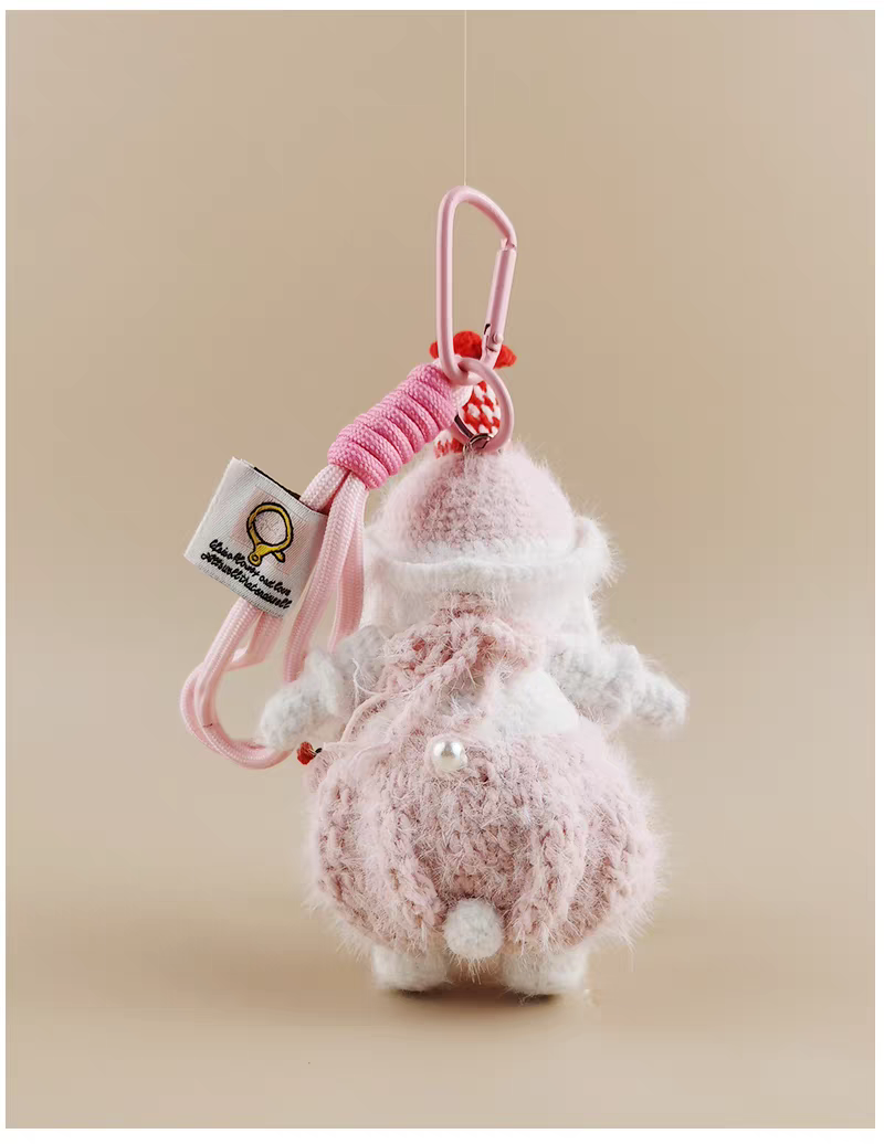Cute Chinese Zodiac Snake Sugar Sugar Bunny Handmade Crochet Doll Keychain, Bag & Backpack Charm Pendant, Sweet Gift