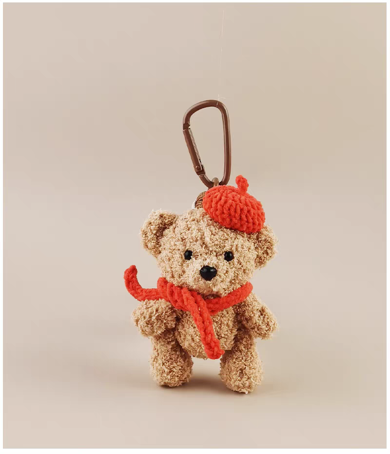 Cute Teddy Bear Bag Charm, Premium Backpack & Car Pendant, Ideal Gift,Handmade Crochet Doll, Crochet Keychain