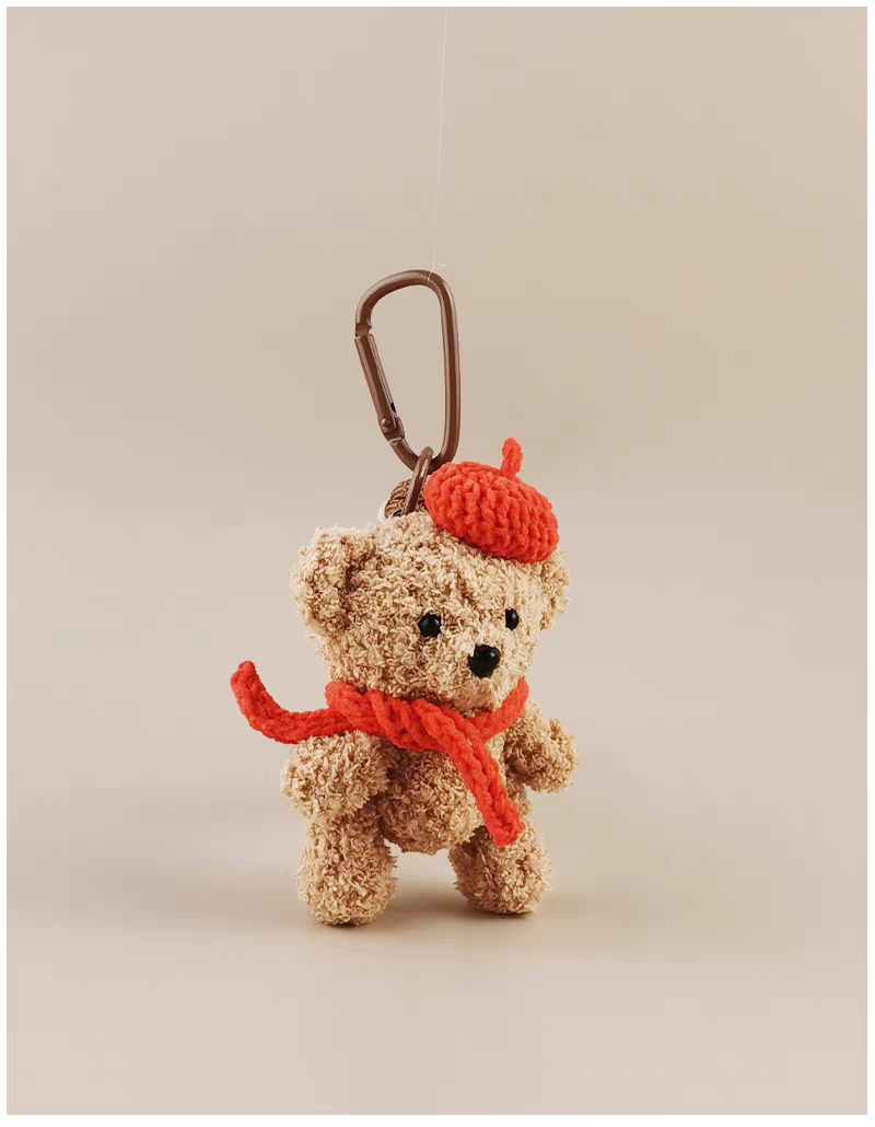 Cute Teddy Bear Bag Charm, Premium Backpack & Car Pendant, Ideal Gift,Handmade Crochet Doll, Crochet Keychain