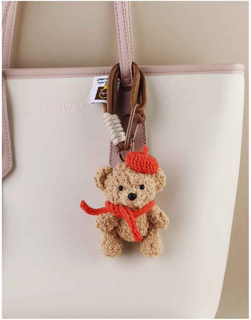 Cute Teddy Bear Bag Charm, Premium Backpack & Car Pendant, Ideal Gift,Handmade Crochet Doll, Crochet Keychain