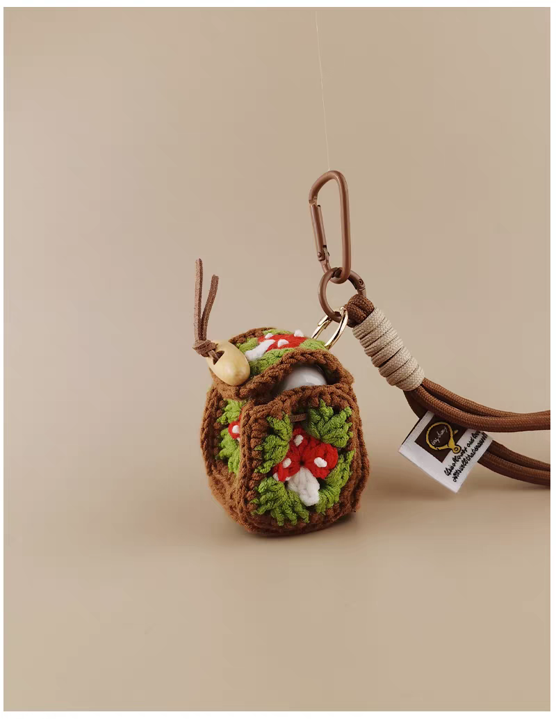 Mushroom Earphone Bag Bag Charm, Premium Backpack & Car Pendant, Ideal Gift,Handmade Crochet Doll, Crochet Keychain