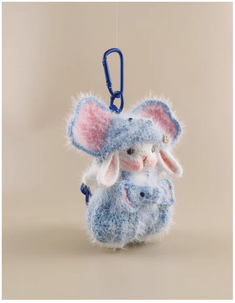 Elephant Hat Sugar Sugar Bunny Bag Charm, Premium Backpack & Car Pendant, Ideal Gift,Handmade Crochet Doll, Crochet Keychain