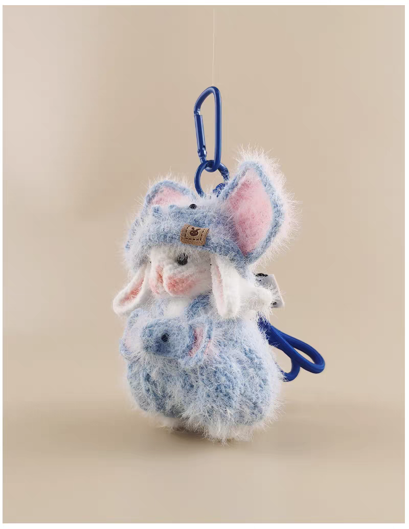 Elephant Hat Sugar Sugar Bunny Bag Charm, Premium Backpack & Car Pendant, Ideal Gift,Handmade Crochet Doll, Crochet Keychain