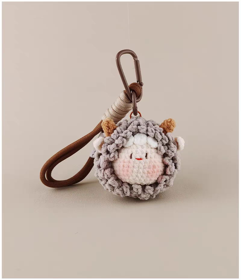 Cute Sheep Head Bag Charm, Premium Backpack & Car Pendant, Ideal Gift,Handmade Crochet Doll, Crochet Keychain