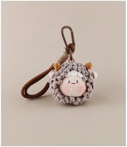 Cute Sheep Head Bag Charm, Premium Backpack & Car Pendant, Ideal Gift,Handmade Crochet Doll, Crochet Keychain