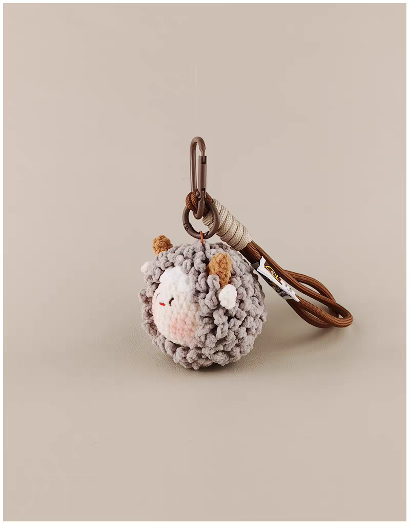 Cute Sheep Head Bag Charm, Premium Backpack & Car Pendant, Ideal Gift,Handmade Crochet Doll, Crochet Keychain