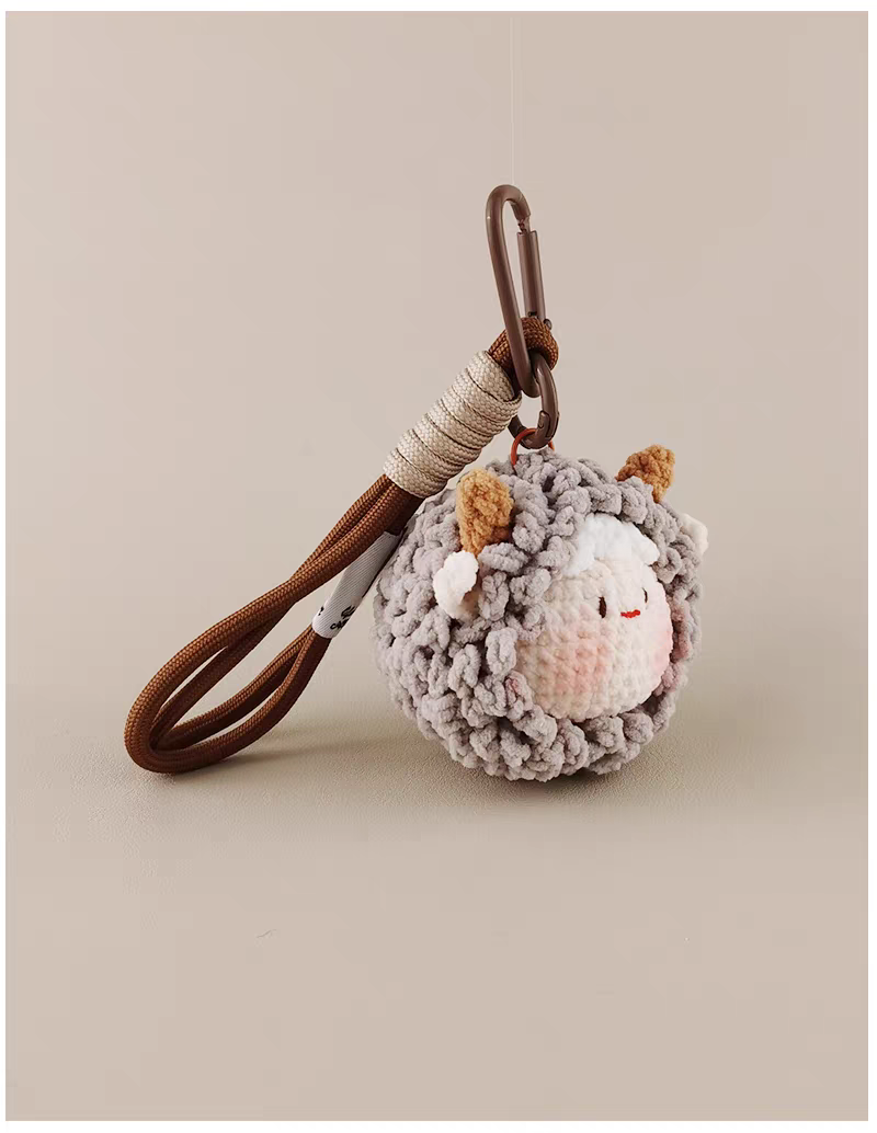 Cute Sheep Head Bag Charm, Premium Backpack & Car Pendant, Ideal Gift,Handmade Crochet Doll, Crochet Keychain