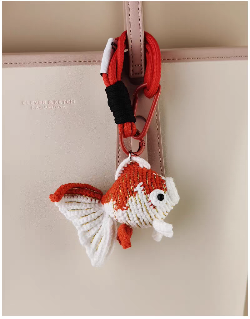 Lucky Bubble Blowing Koi Bag Charm, Premium Backpack & Car Pendant, Ideal Gift,Handmade Crochet Doll, Crochet Keychain