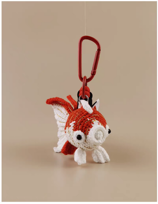 Lucky Bubble Blowing Koi Bag Charm, Premium Backpack & Car Pendant, Ideal Gift,Handmade Crochet Doll, Crochet Keychain