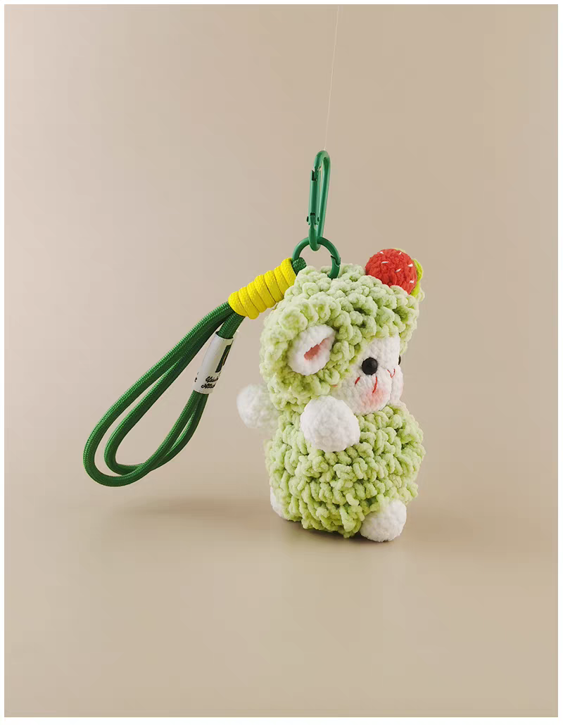 Cute Strawberry Sheep Bag Charm, Premium Backpack & Car Pendant, Ideal Gift,Handmade Crochet Doll, Crochet Keychain