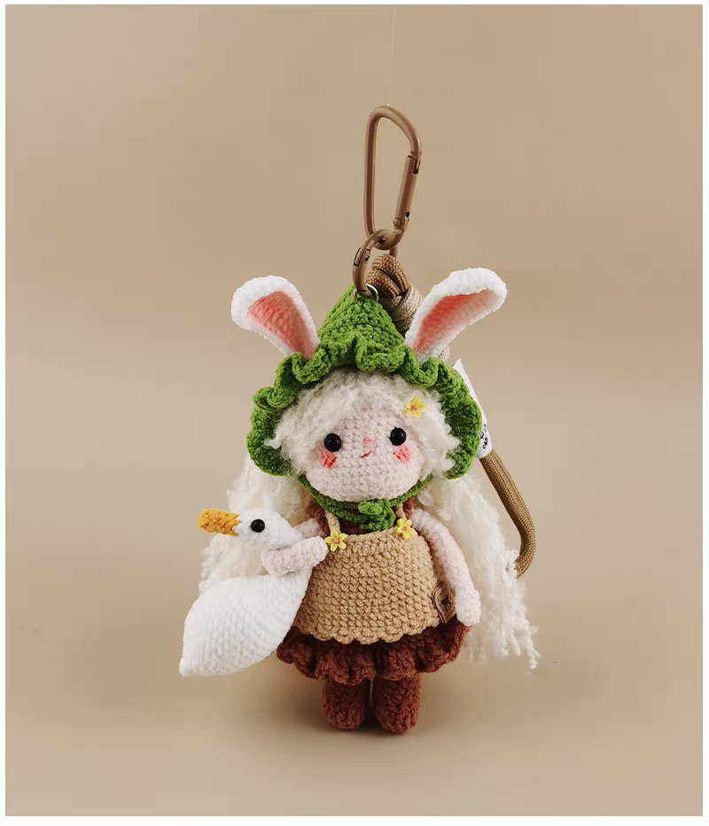Cute Goose Fairy Bunny Sugar Sugar Bunny Crochet Bag Charm, Premium Backpack & Car Pendant, Ideal Gift,Handmade Crochet Doll, Crochet Keychain