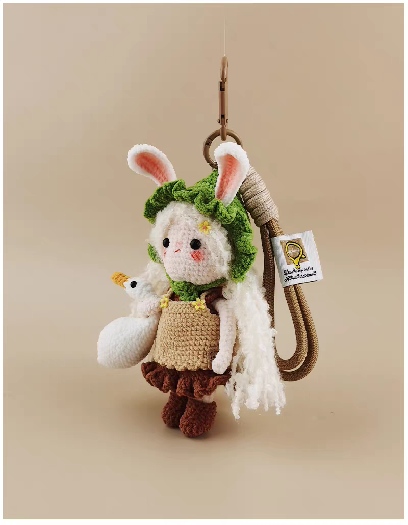 Cute Goose Fairy Bunny Sugar Sugar Bunny Crochet Bag Charm, Premium Backpack & Car Pendant, Ideal Gift,Handmade Crochet Doll, Crochet Keychain