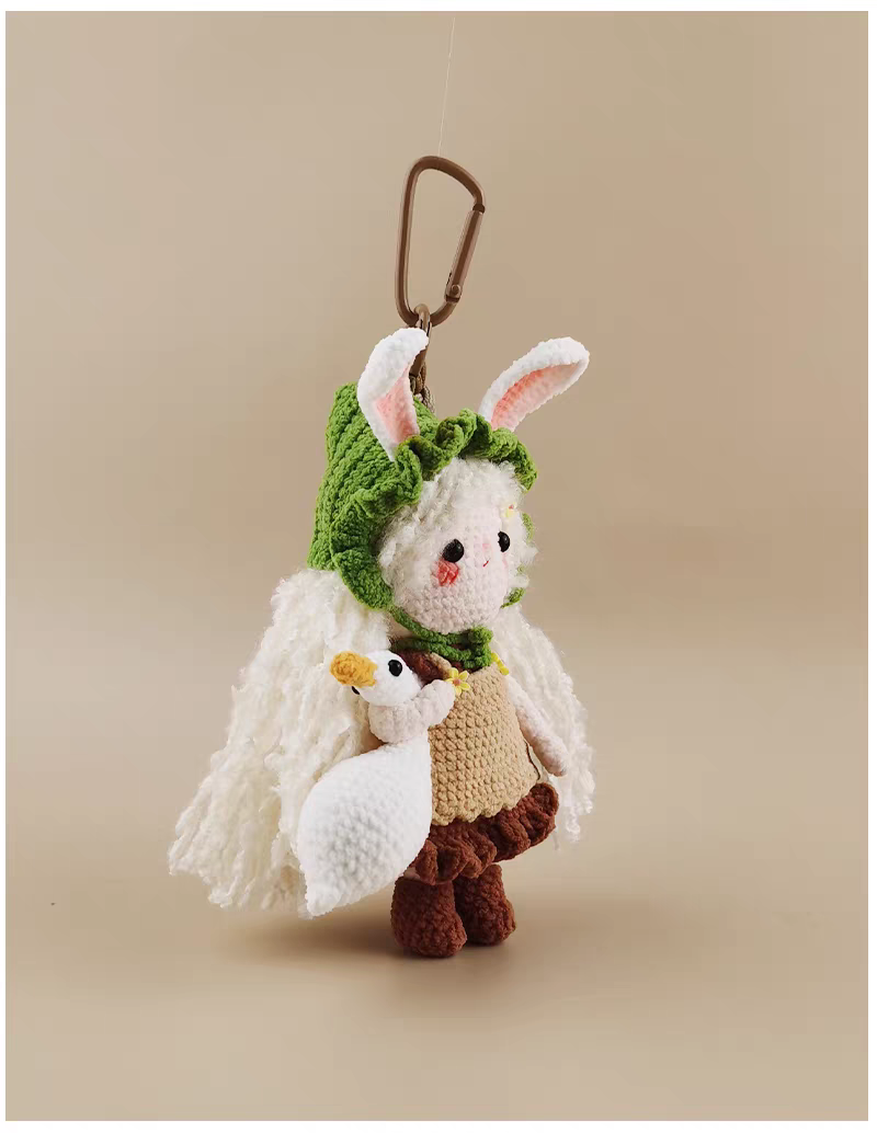 Cute Goose Fairy Bunny Sugar Sugar Bunny Crochet Bag Charm, Premium Backpack & Car Pendant, Ideal Gift,Handmade Crochet Doll, Crochet Keychain