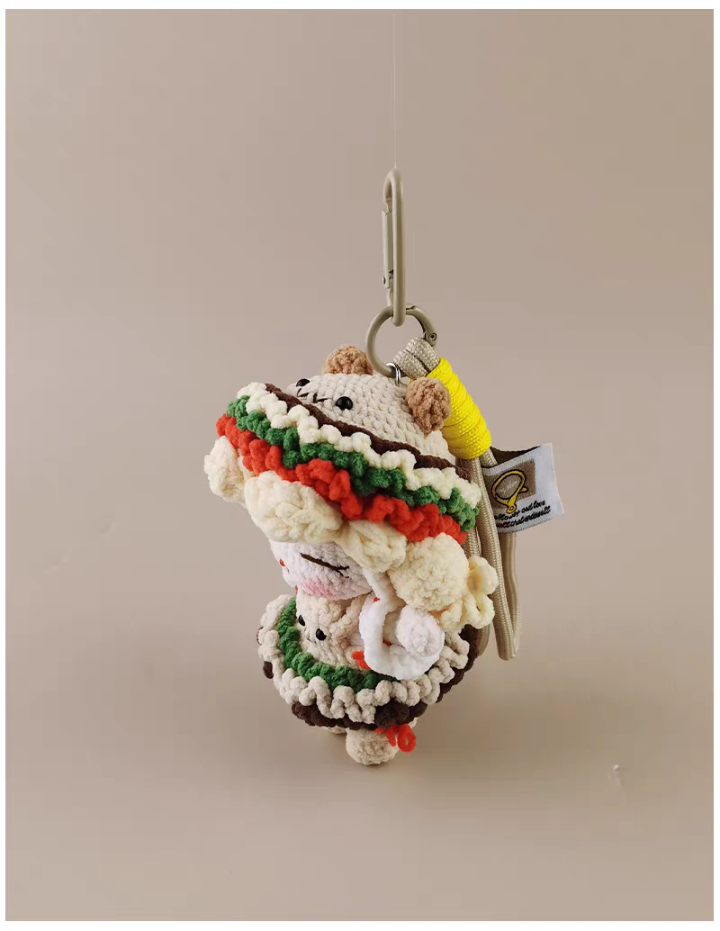 Cute Hamburger Girl Bag Charm, Premium Backpack & Car Pendant, Ideal Gift,Handmade Crochet Doll, Crochet Keychain