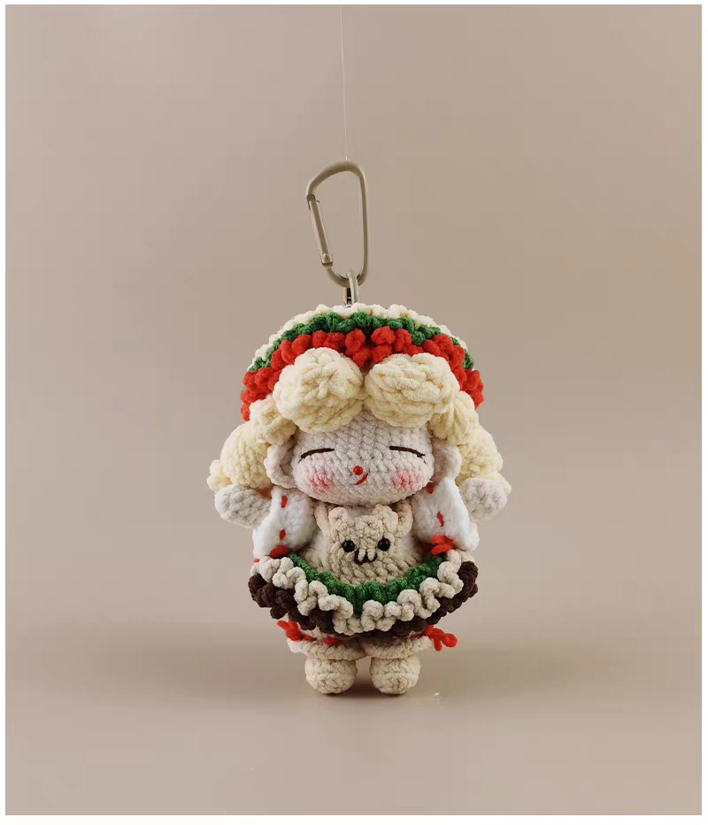 Cute Hamburger Girl Bag Charm, Premium Backpack & Car Pendant, Ideal Gift,Handmade Crochet Doll, Crochet Keychain
