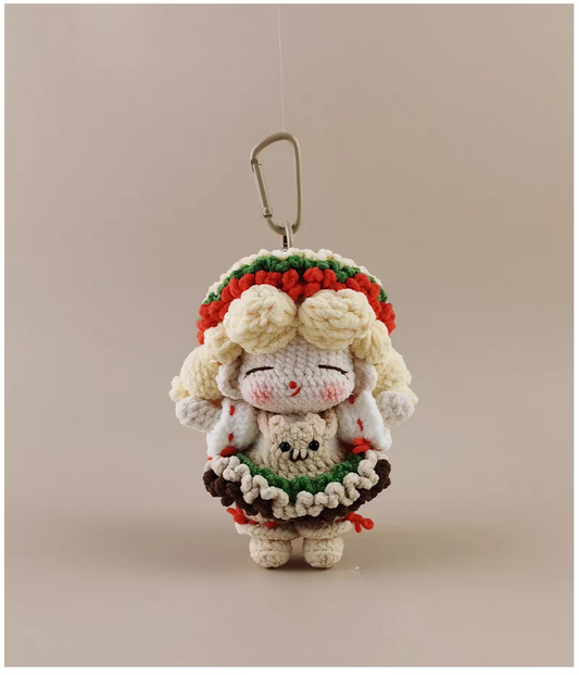 Cute Hamburger Girl Bag Charm, Premium Backpack & Car Pendant, Ideal Gift,Handmade Crochet Doll, Crochet Keychain