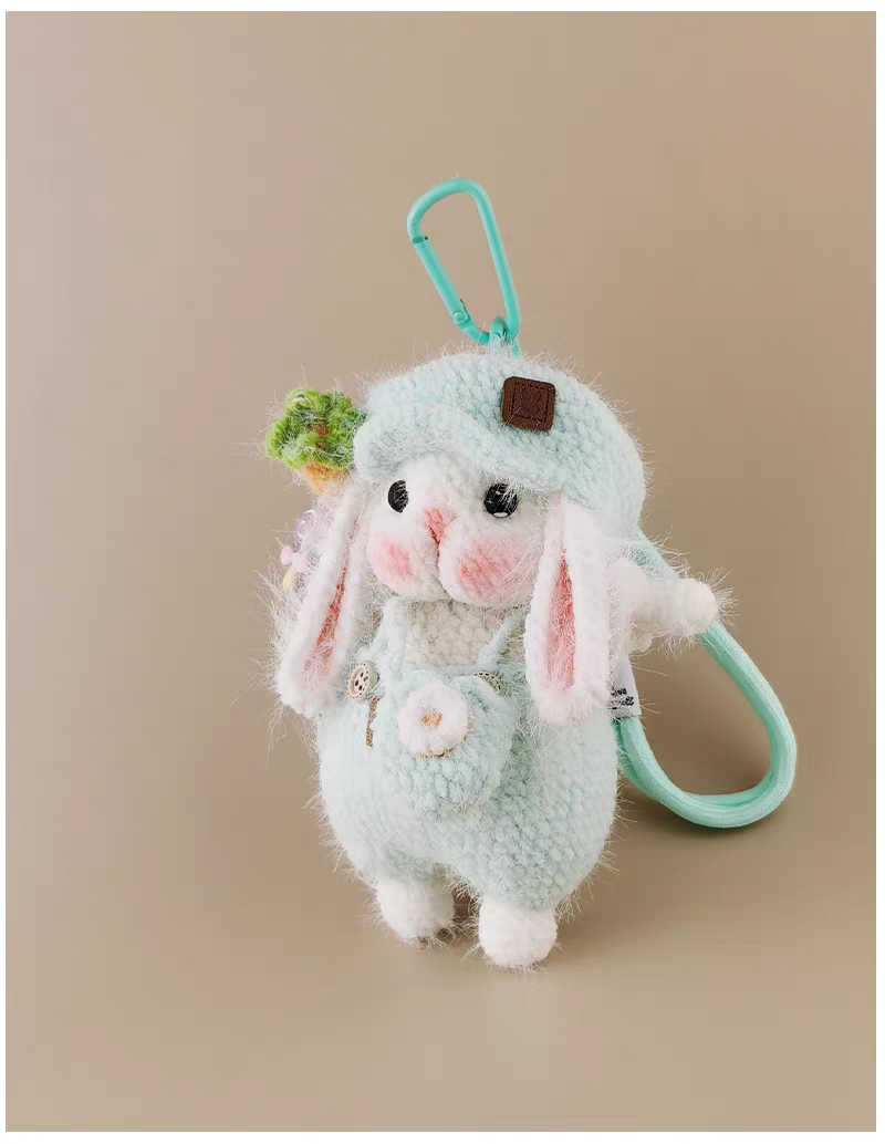 Beret Sugar Sugar Bunny Bag Charm, Premium Backpack & Car Pendant, Ideal Gift,Handmade Crochet Doll, Crochet Keychain