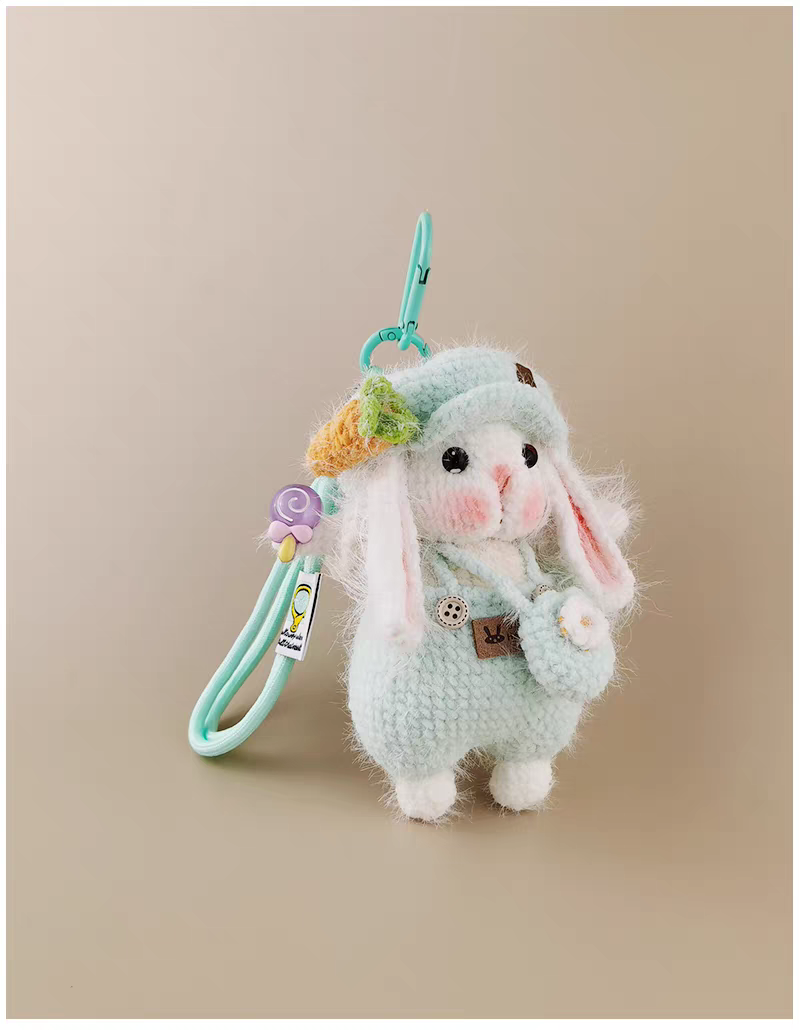 Beret Sugar Sugar Bunny Bag Charm, Premium Backpack & Car Pendant, Ideal Gift,Handmade Crochet Doll, Crochet Keychain