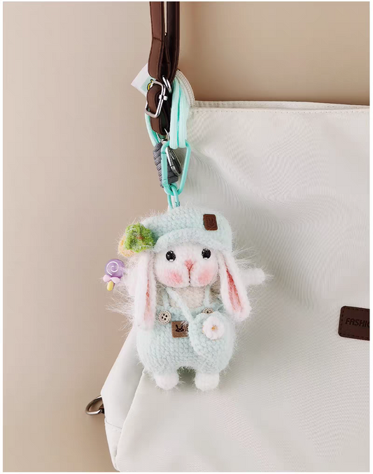 Beret Sugar Sugar Bunny Bag Charm, Premium Backpack & Car Pendant, Ideal Gift,Handmade Crochet Doll, Crochet Keychain