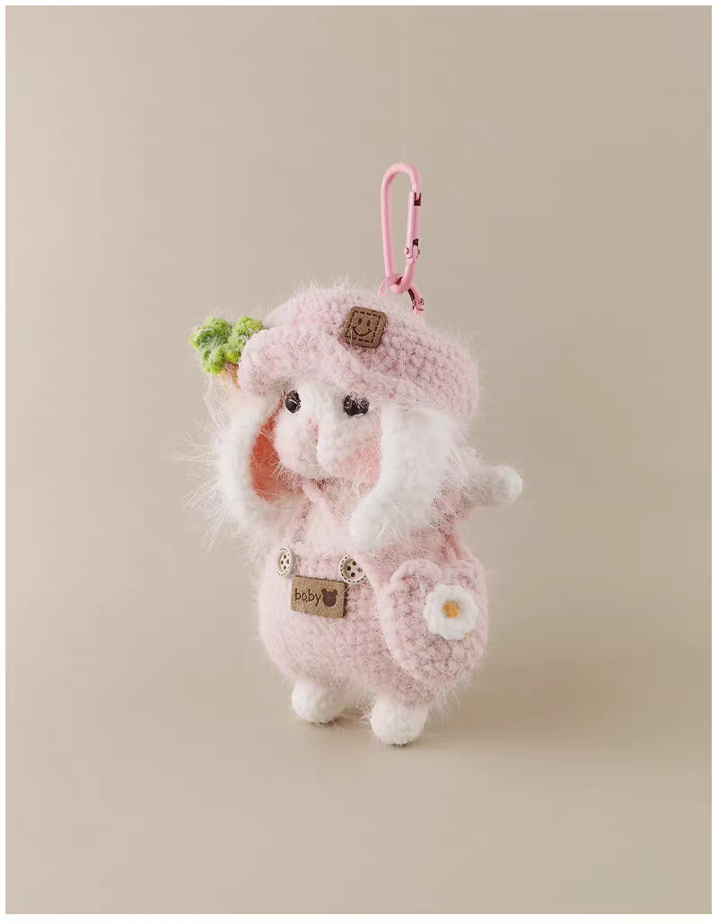 Cute Pink Sugar Sugar Bunny Bag Charm, Premium Backpack & Car Pendant, Ideal Gift,Handmade Crochet Doll, Crochet Keychain