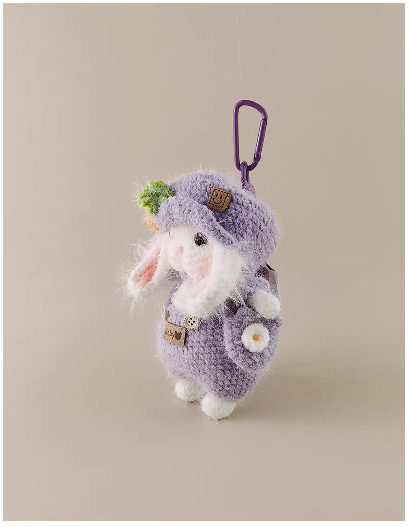 Purple Beret Carrot Sugar Sugar Bunny Bag Charm, Premium Backpack & Car Pendant, Ideal Gift,Handmade Crochet Doll, Crochet Keychain