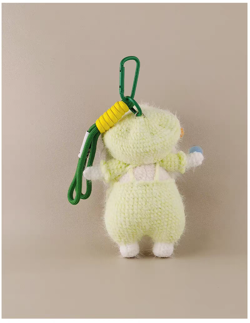 Fluorescent Green Beret Carrot Sugar Sugar Bunny Bag Charm, Premium Backpack & Car Pendant, Ideal Gift,Handmade Crochet Doll, Crochet Keychain