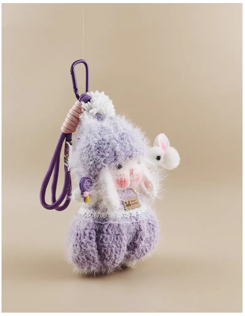 Cute Purple Sugar Sugar Bunny Bag Charm, Premium Backpack & Car Pendant, Ideal Gift,Handmade Crochet Doll, Crochet Keychain