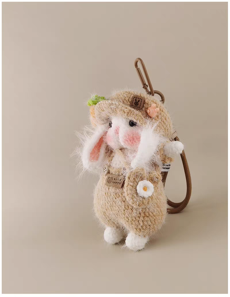 Beret Carrot Sugar Sugar Bunny Bag Charm, Premium Backpack & Car Pendant, Ideal Gift,Handmade Crochet Doll, Crochet Keychain