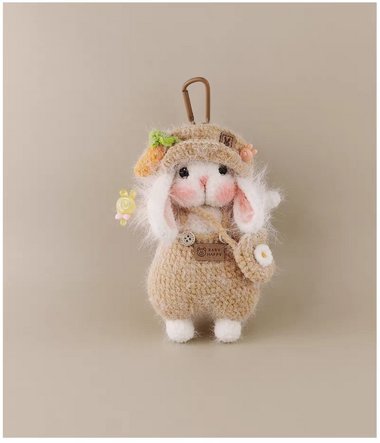 Beret Carrot Sugar Sugar Bunny Bag Charm, Premium Backpack & Car Pendant, Ideal Gift,Handmade Crochet Doll, Crochet Keychain