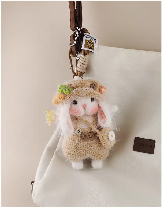 Beret Carrot Sugar Sugar Bunny Bag Charm, Premium Backpack & Car Pendant, Ideal Gift,Handmade Crochet Doll, Crochet Keychain