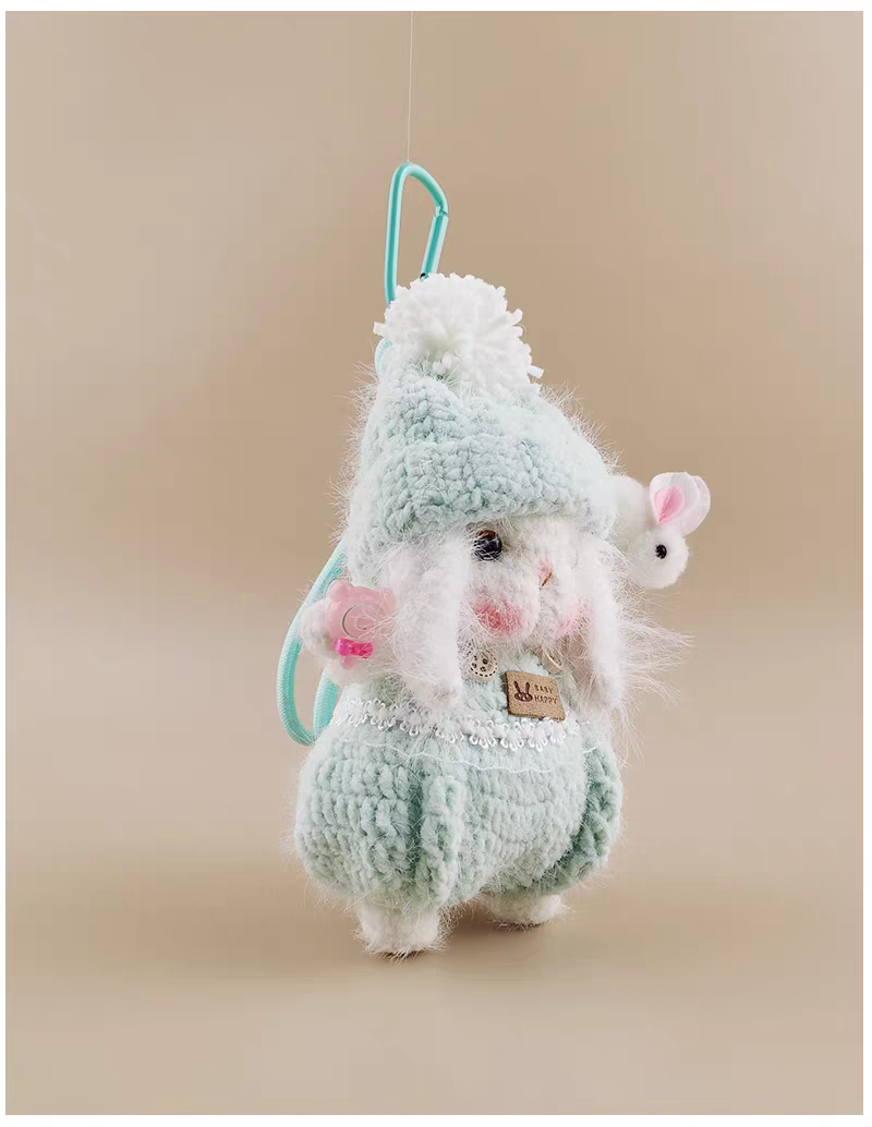 Mini Little Potato Sugar Sugar Bunny Bag Charm, Premium Backpack & Car Pendant, Ideal Gift,Handmade Crochet Doll, Crochet Keychain