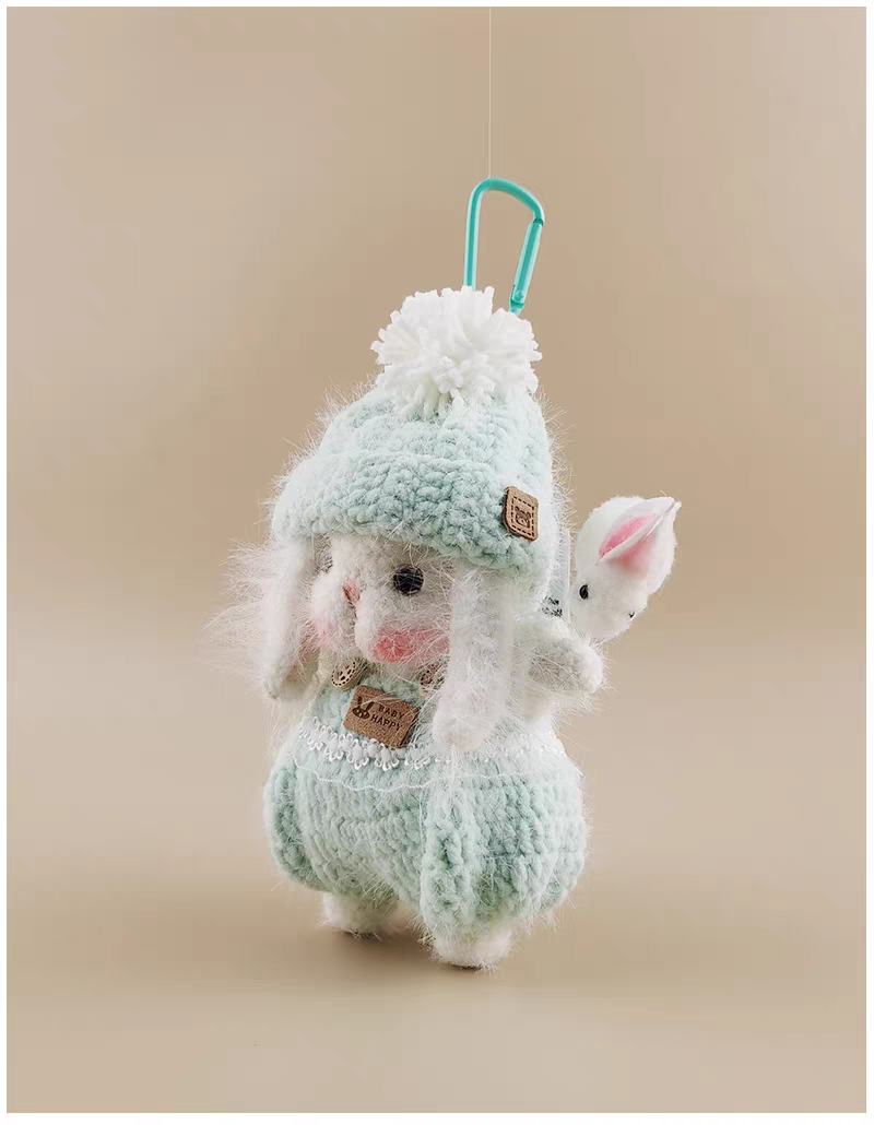 Mini Little Potato Sugar Sugar Bunny Bag Charm, Premium Backpack & Car Pendant, Ideal Gift,Handmade Crochet Doll, Crochet Keychain