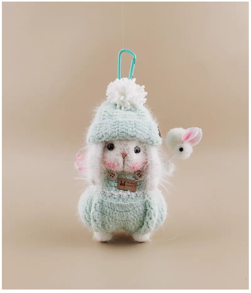 Mini Little Potato Sugar Sugar Bunny Bag Charm, Premium Backpack & Car Pendant, Ideal Gift,Handmade Crochet Doll, Crochet Keychain