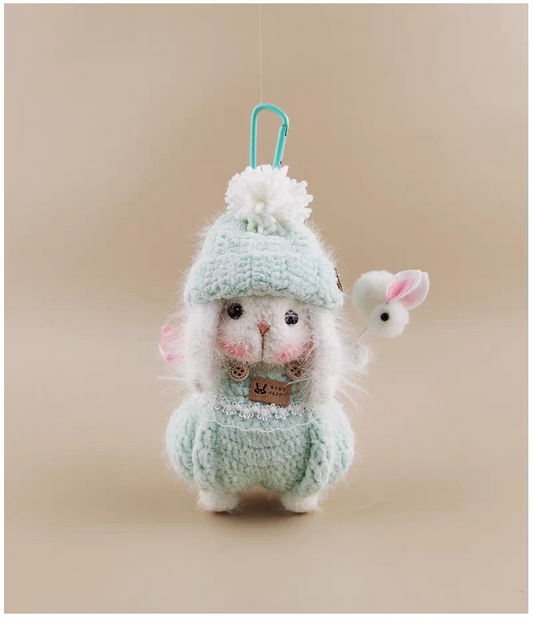 Mini Little Potato Sugar Sugar Bunny Bag Charm, Premium Backpack & Car Pendant, Ideal Gift,Handmade Crochet Doll, Crochet Keychain