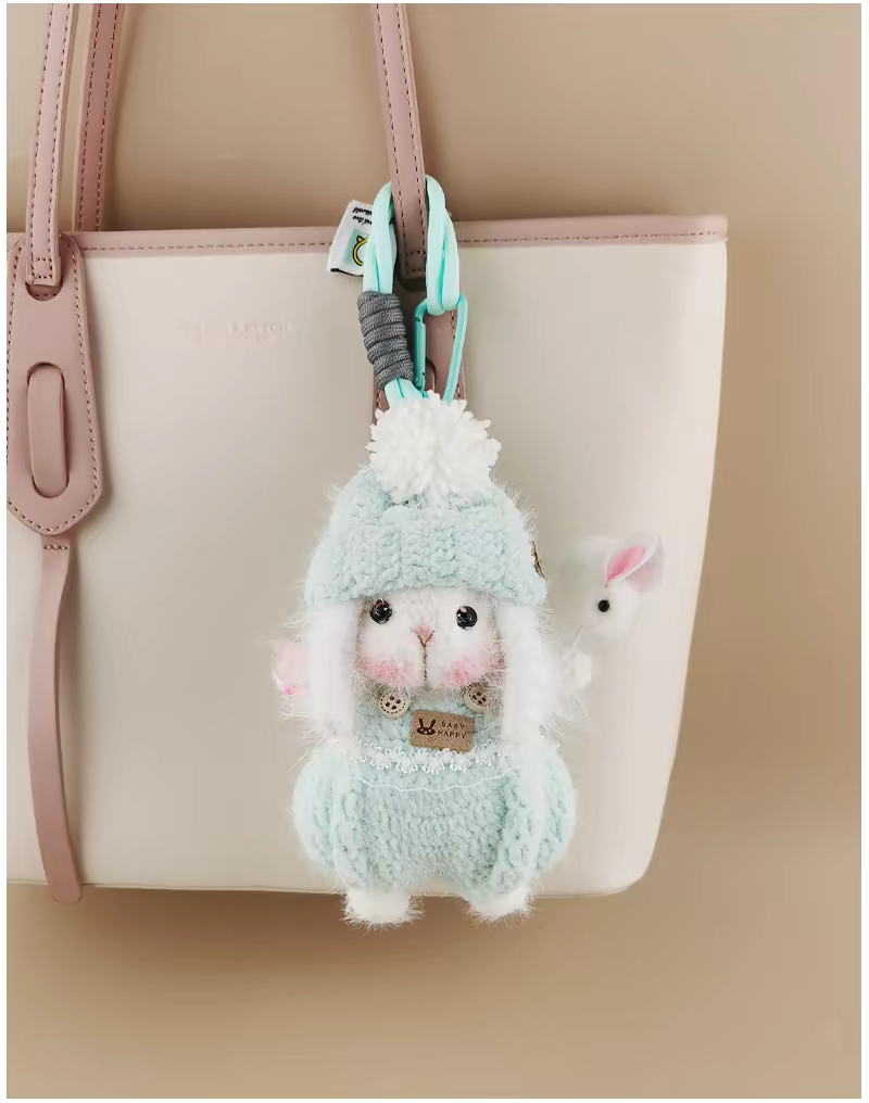 Mini Little Potato Sugar Sugar Bunny Bag Charm, Premium Backpack & Car Pendant, Ideal Gift,Handmade Crochet Doll, Crochet Keychain