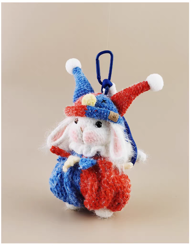 Clown Sugar Sugar Bunny Bag Charm, Premium Backpack & Car Pendant, Ideal Gift,Handmade Crochet Doll, Crochet Keychain