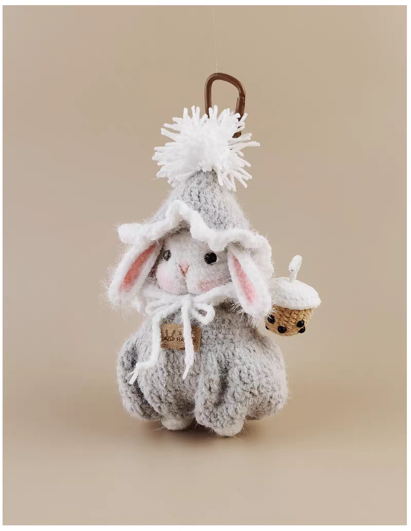 Milk Tea Sugar Sugar Bunny Bag Charm, Premium Backpack & Car Pendant, Ideal Gift,Handmade Crochet Doll, Crochet Keychain