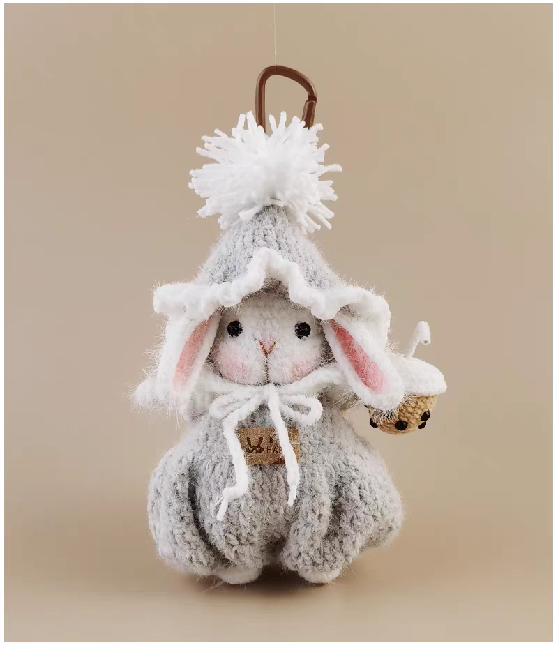Milk Tea Sugar Sugar Bunny Bag Charm, Premium Backpack & Car Pendant, Ideal Gift,Handmade Crochet Doll, Crochet Keychain