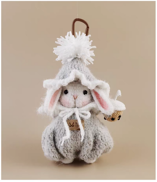 Milk Tea Sugar Sugar Bunny Bag Charm, Premium Backpack & Car Pendant, Ideal Gift,Handmade Crochet Doll, Crochet Keychain
